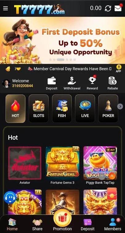 T7777 Game First Deposit Bonus